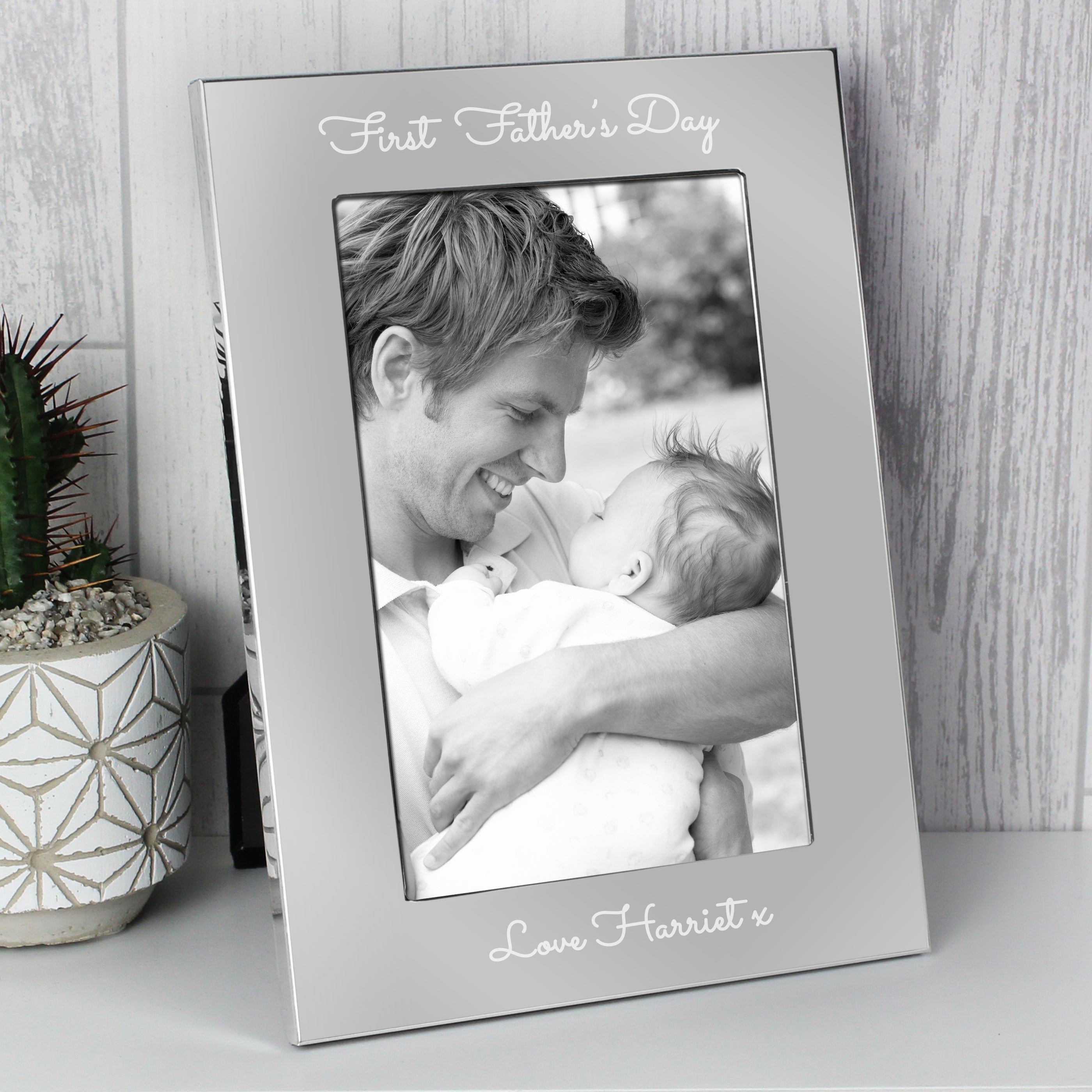 Personalised Free Text Script 7 x 5 Silver Photo Frame from Heartfelt Gifts