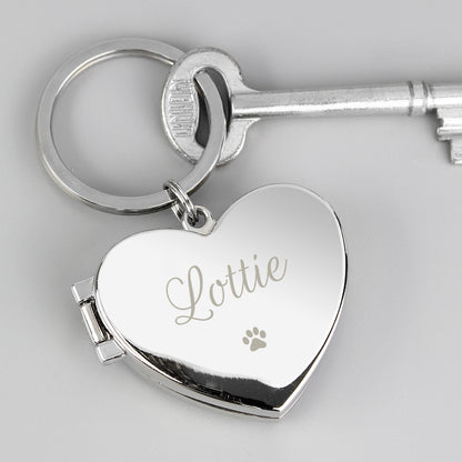 Personalised Paw Print Heart Photo Frame Keyring from Heartfelt Gifts