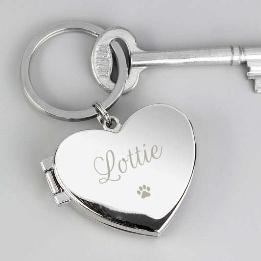 Personalised Paw Print Heart Photo Frame Keyring from Heartfelt Gifts