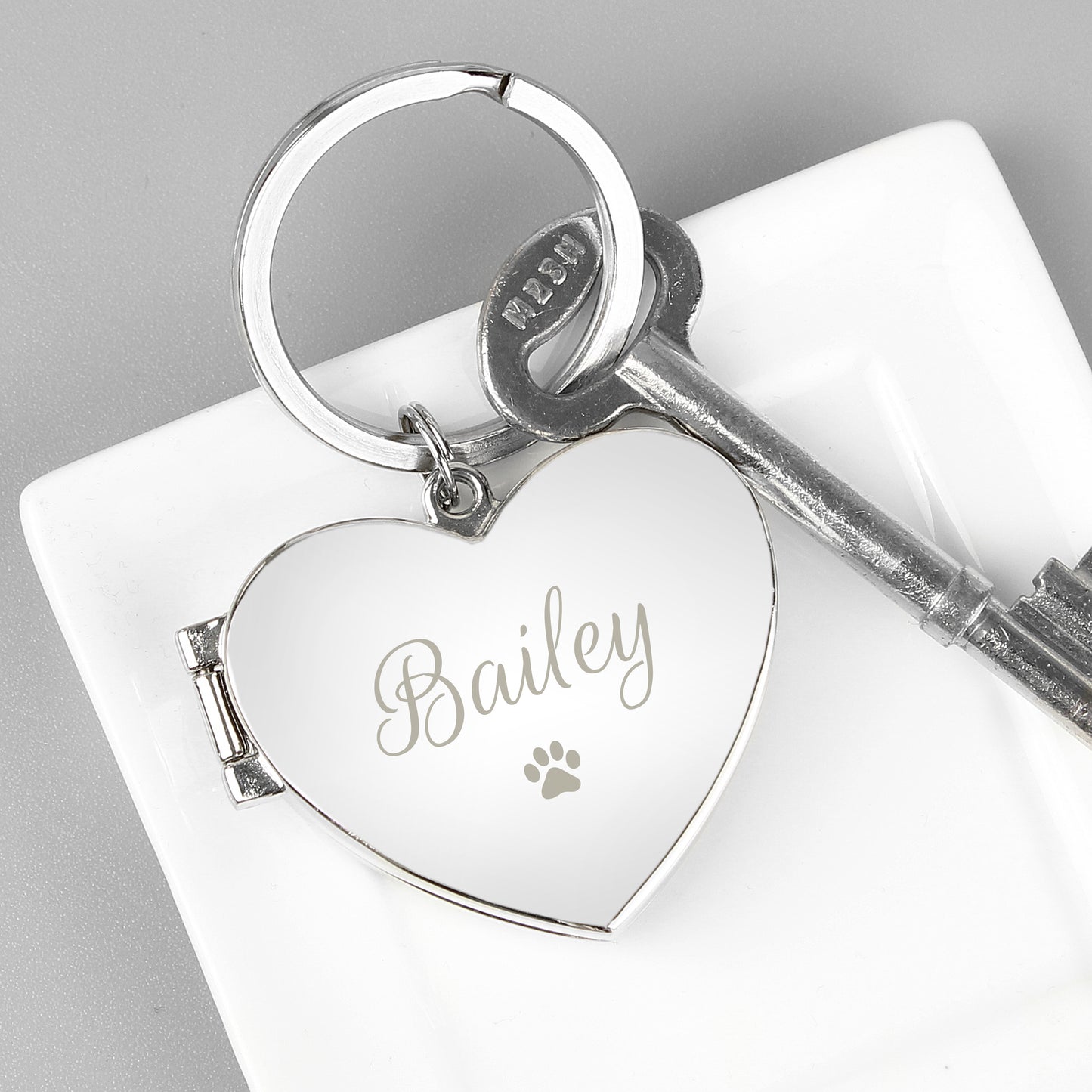 Personalised Paw Print Heart Photo Frame Keyring - image 3