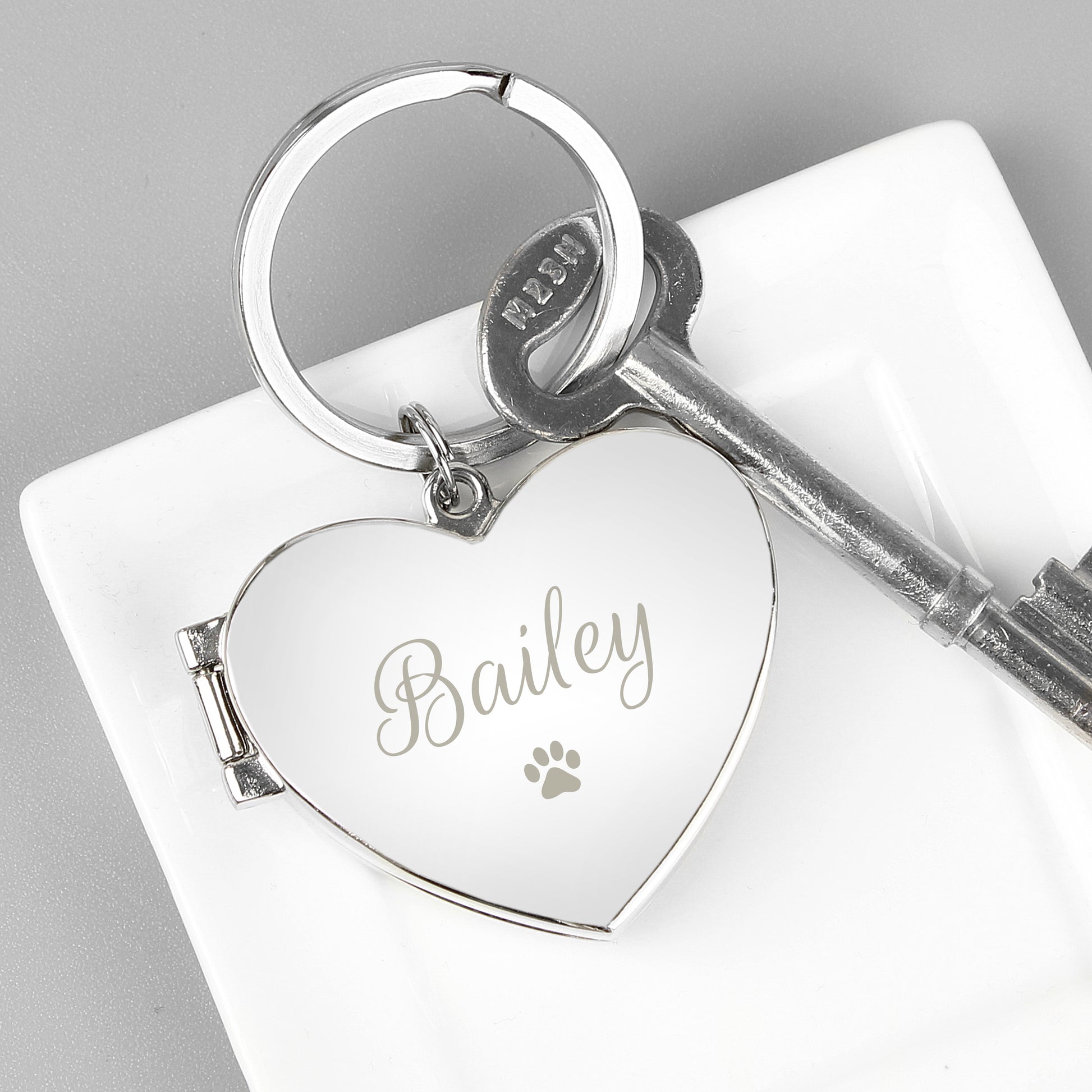 Personalised Paw Print Heart Photo Frame Keyring - image 3
