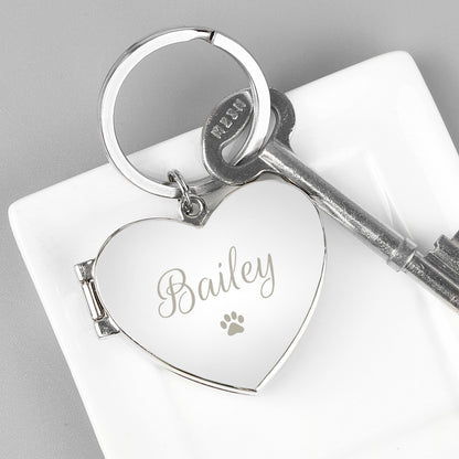 Personalised Paw Print Heart Photo Frame Keyring - image 3