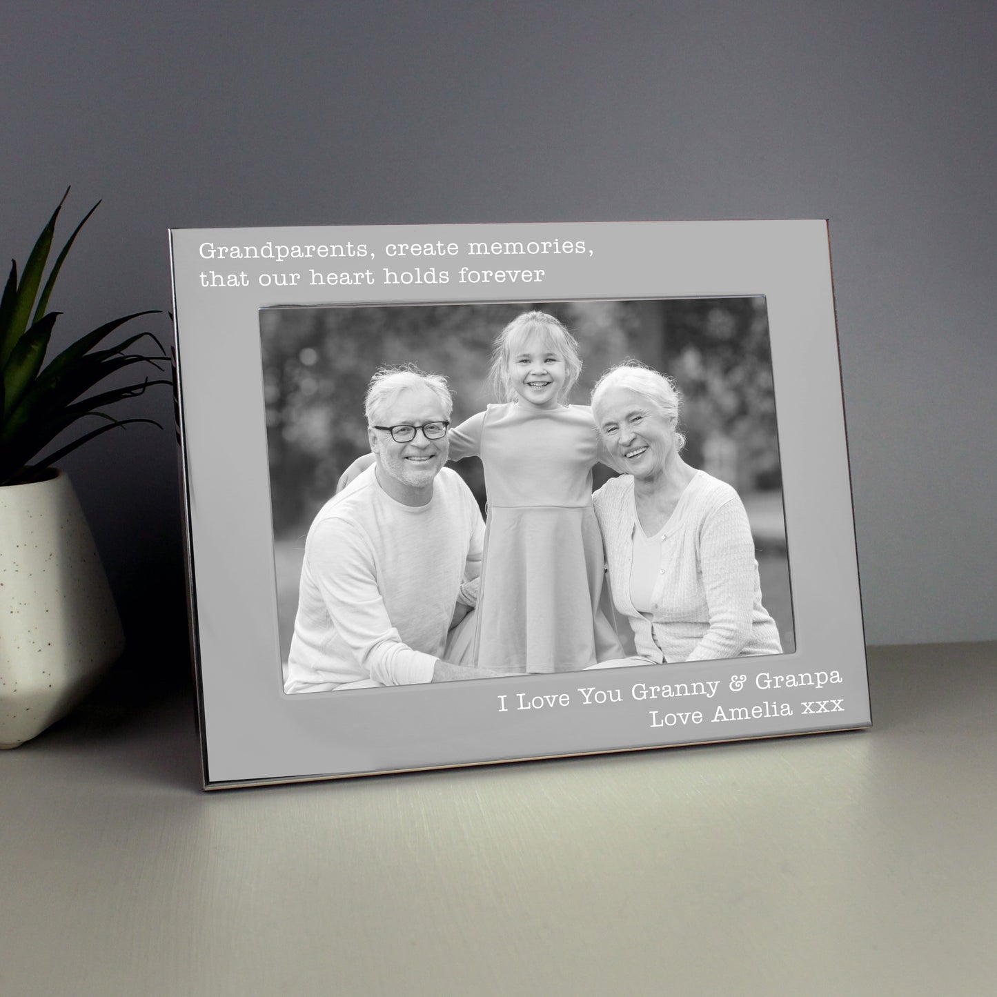Personalised Free Text 5 x 7 Landscape Silver Photo Frame from Heartfelt Gifts