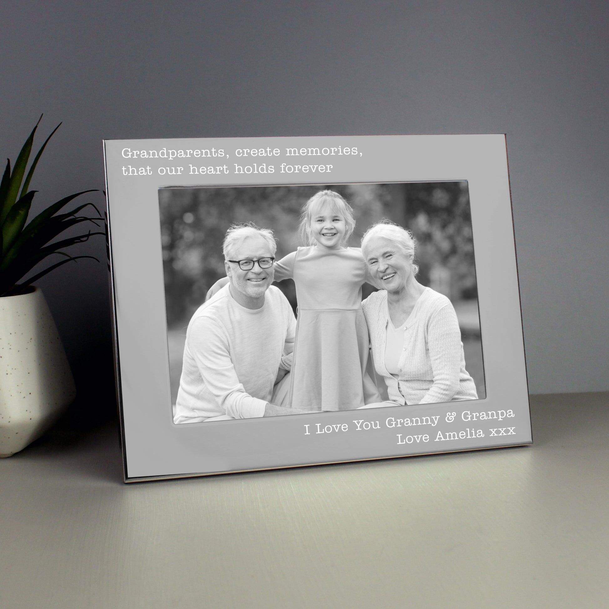 Personalised Free Text 5 x 7 Landscape Silver Photo Frame from Heartfelt Gifts