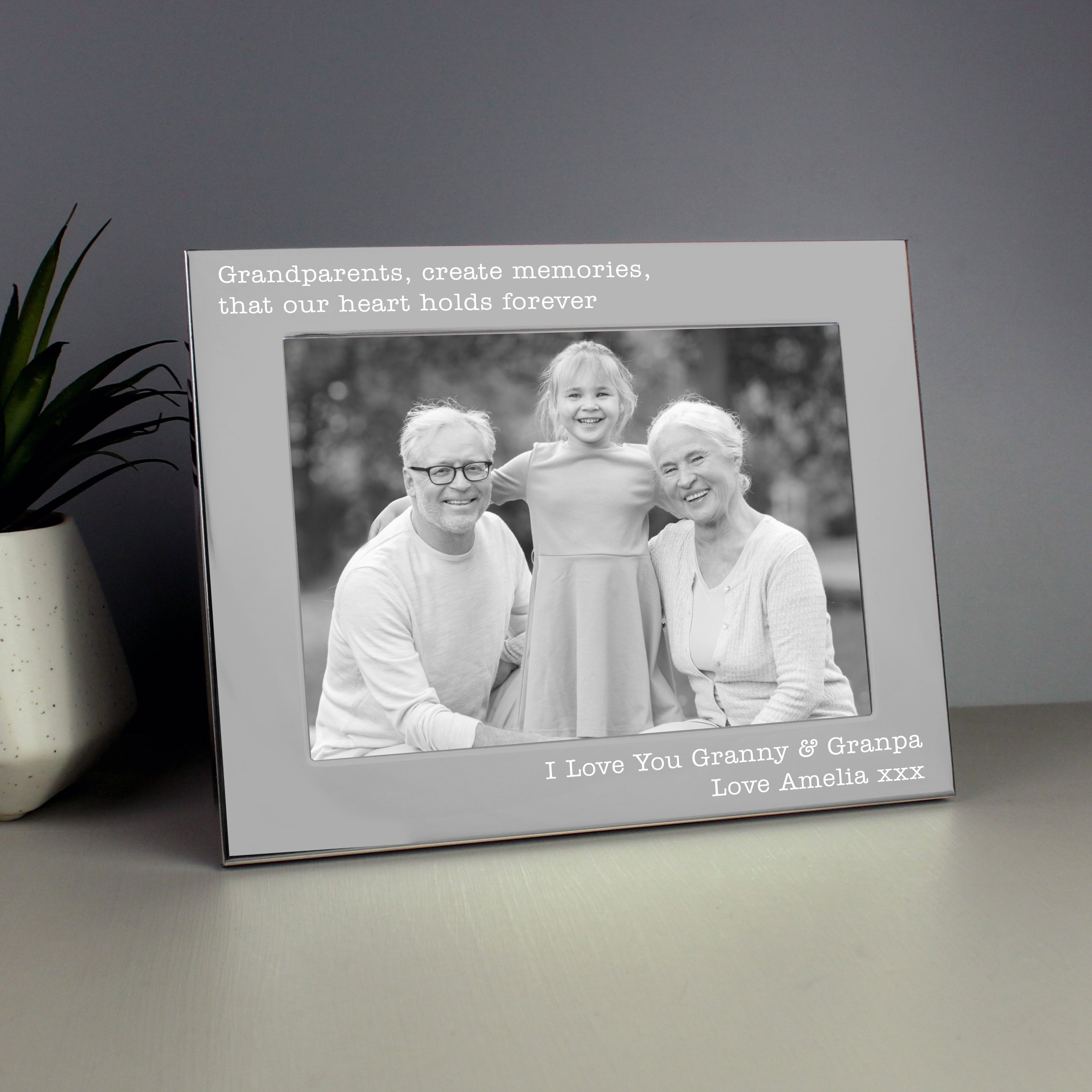 Personalised Free Text 5 x 7 Landscape Silver Photo Frame from Heartfelt Gifts