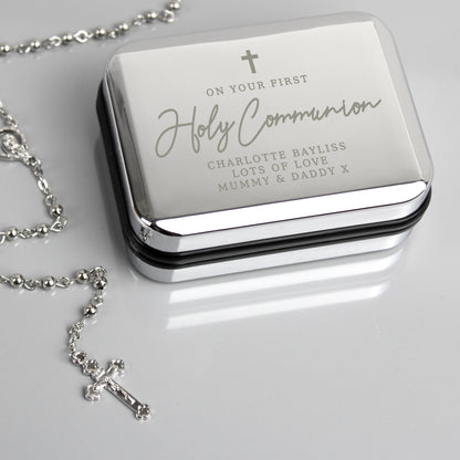 Personalised First Holy Communion Rosary Beads and Cross Trinket Box from Heartfelt Gifts