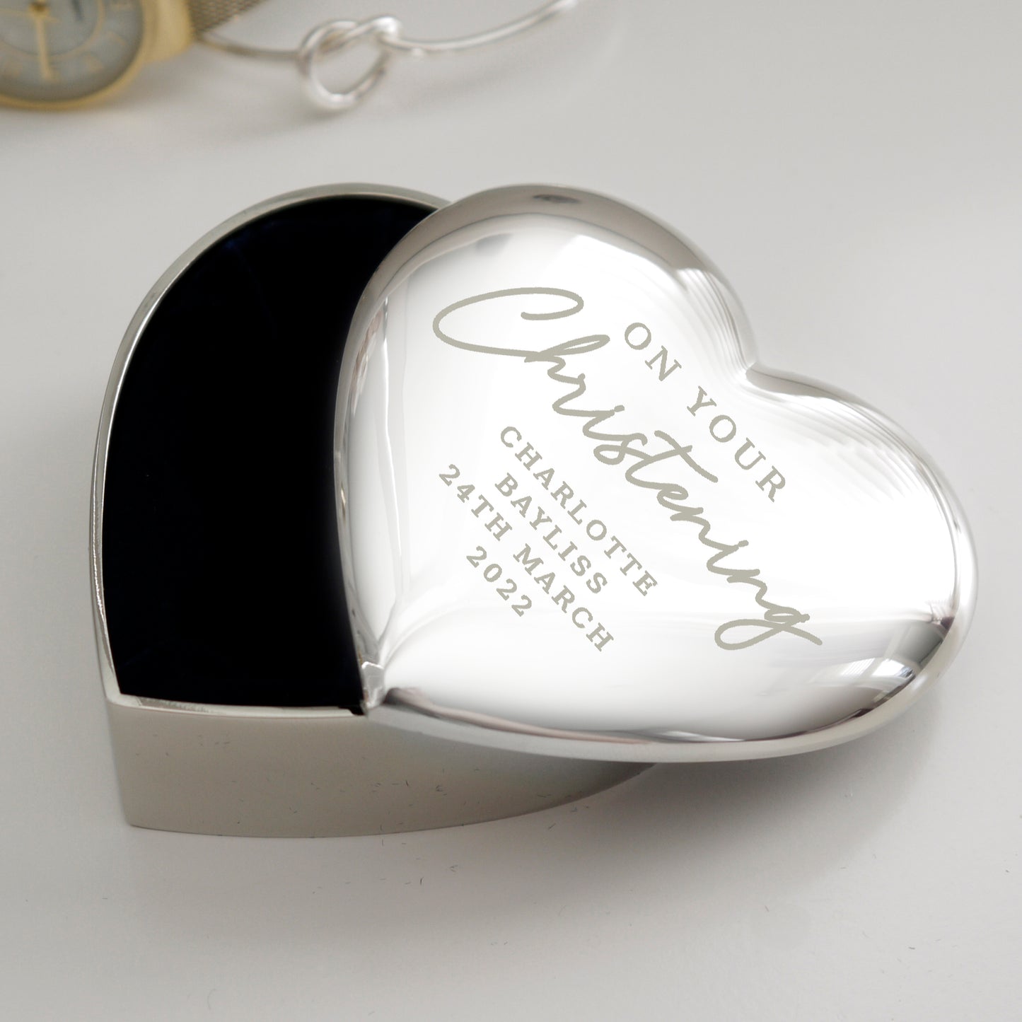Personalised Christening Heart Trinket Box - image 2