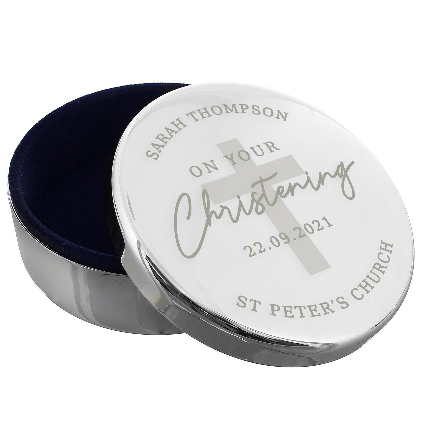 Personalised Christening Round Trinket Box - image 3