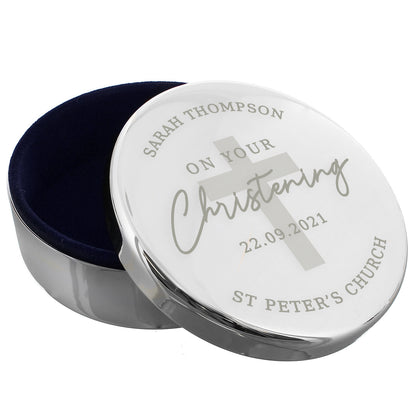 Personalised Christening Round Trinket Box - image 3