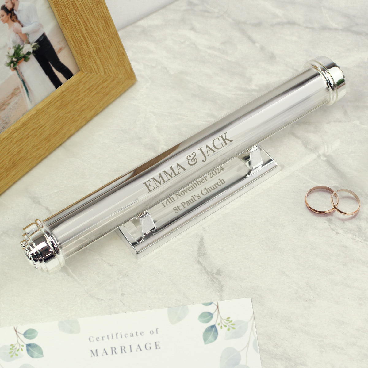 Personalised Free Text Silver Plated Certificate Holder from Heartfelt Gifts