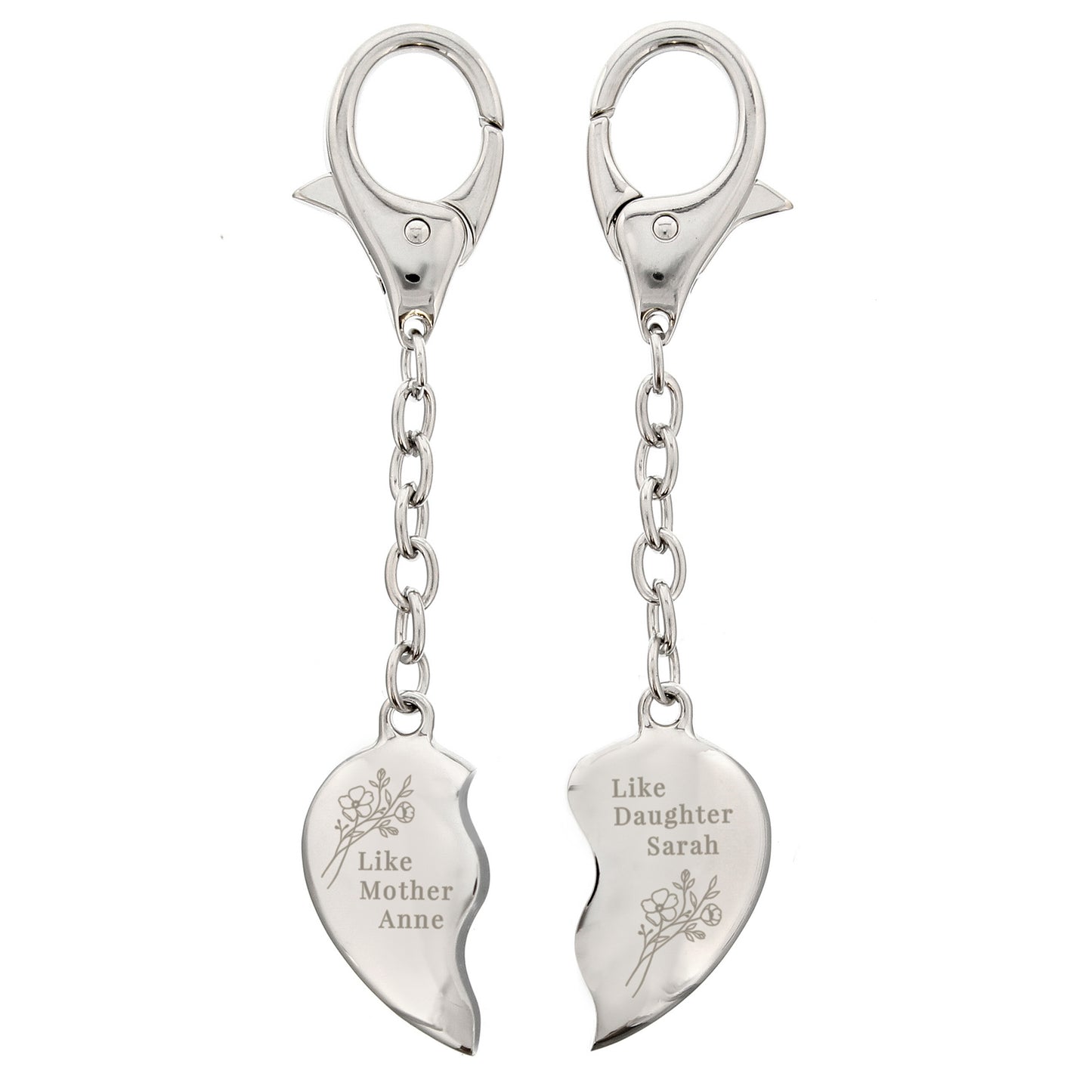 Personalised Floral Mother Daughter Two Heart Keyring - image 4