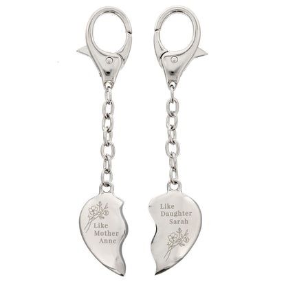 Personalised Floral Mother Daughter Two Heart Keyring - image 4
