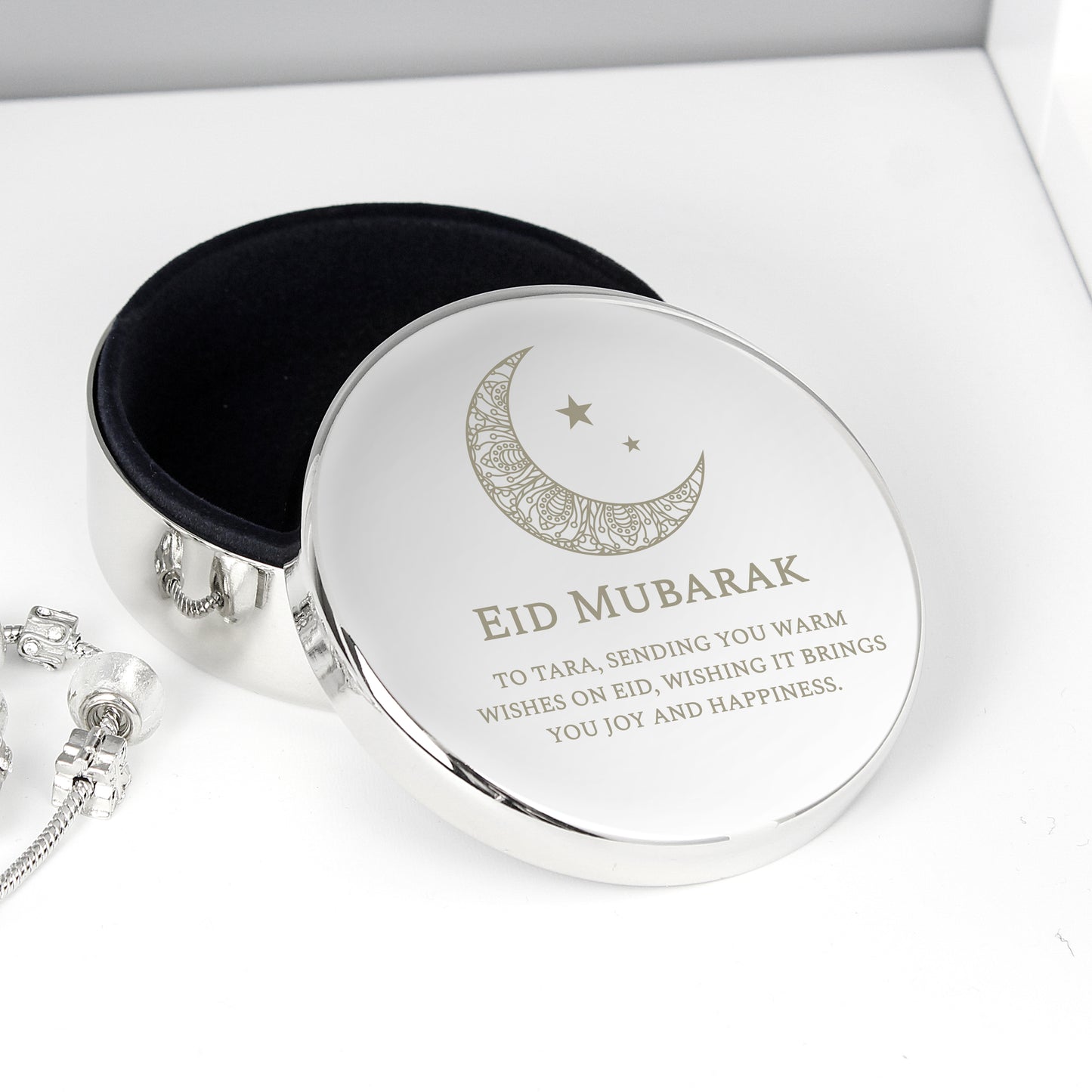 Personalised Eid and Ramadan Round Trinket Box - image 4