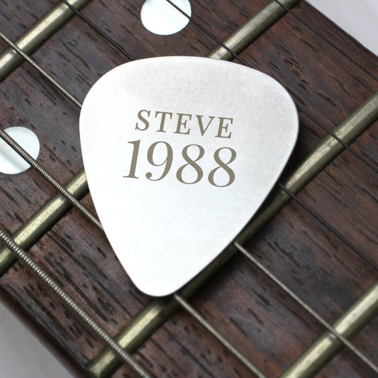 Personalised Year Silver Plectrum from Heartfelt Gifts
