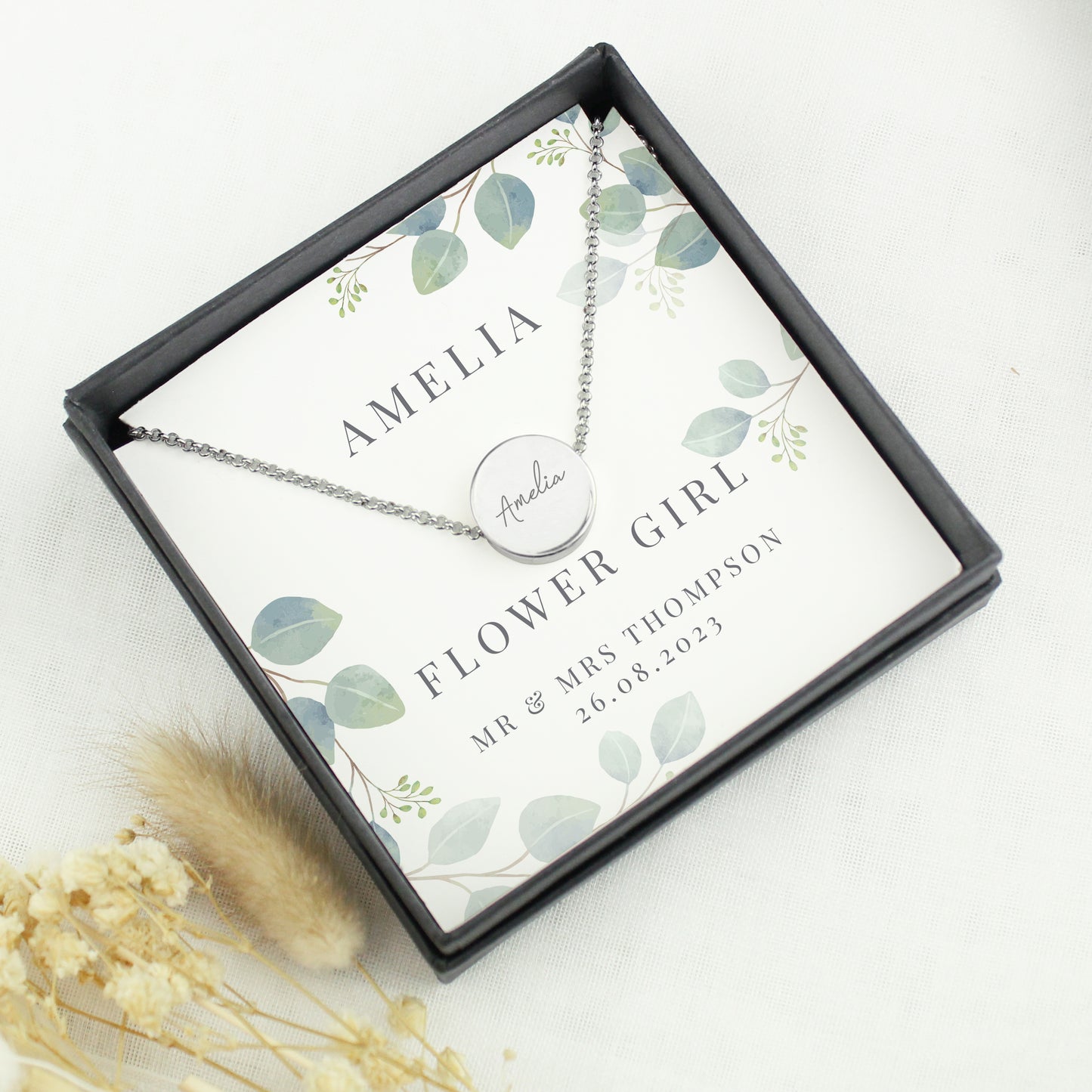 Personalised Botanical Sentiment Silver Tone Necklace and Box - image 2