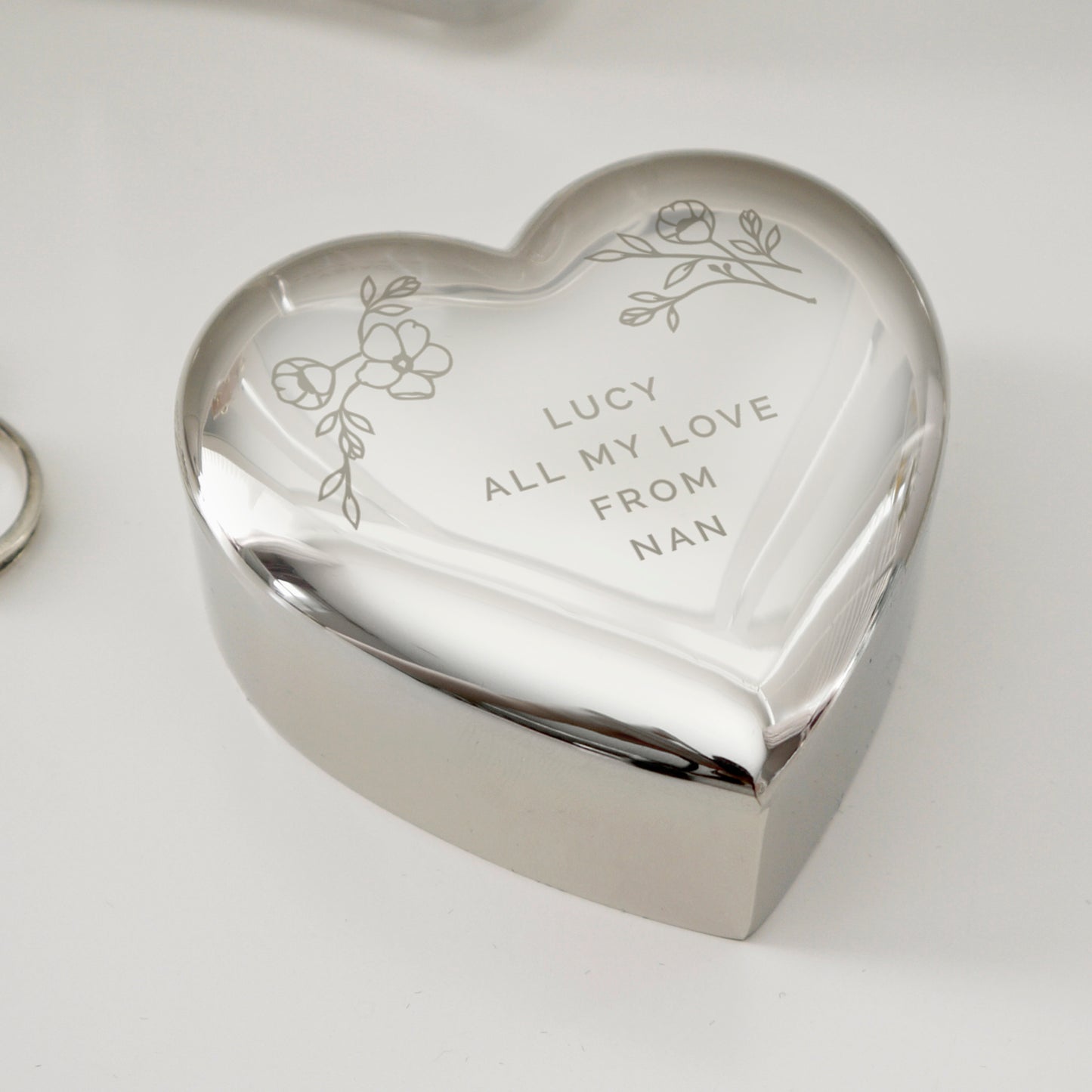 Personalised Floral Free Text Heart Trinket Box - image 5