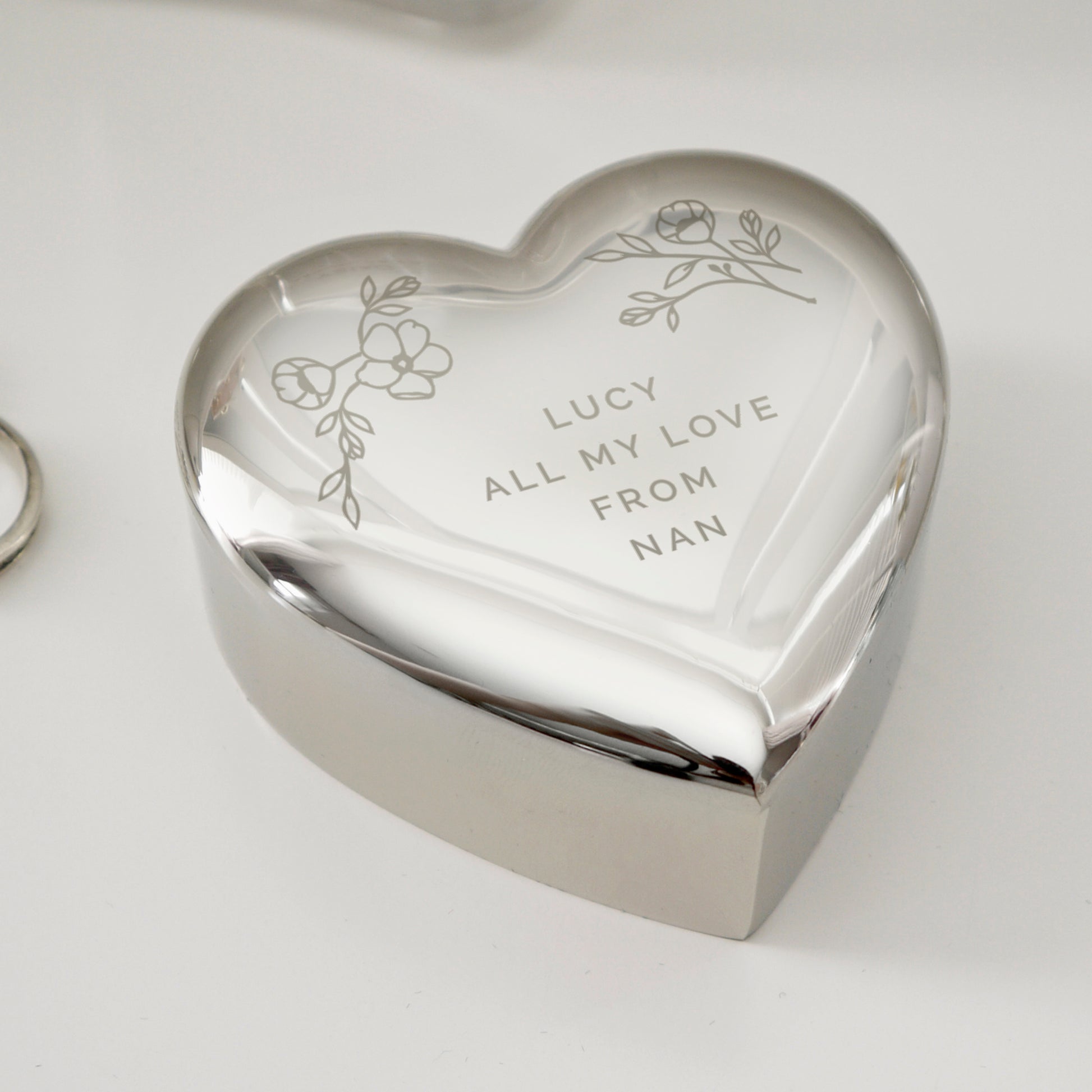Personalised Floral Free Text Heart Trinket Box - image 5