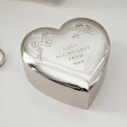 Personalised Floral Free Text Heart Trinket Box - image 5