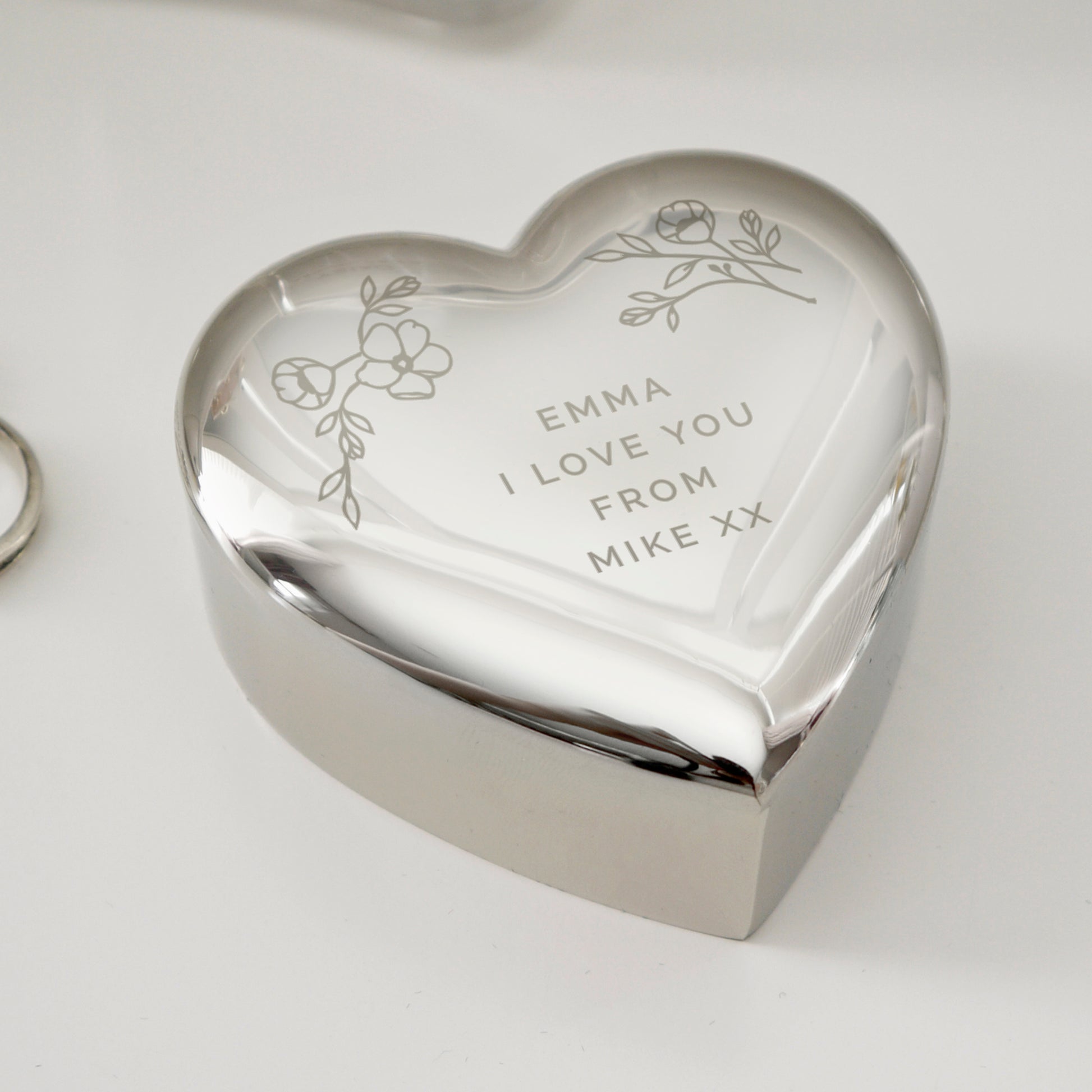 Personalised Floral Free Text Heart Trinket Box - image 9