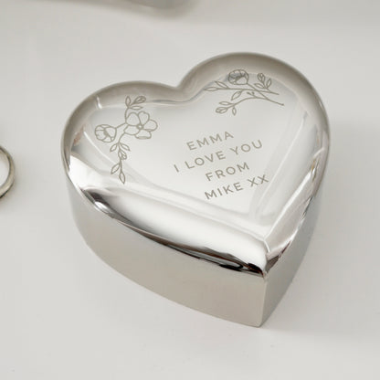 Personalised Floral Free Text Heart Trinket Box - image 9