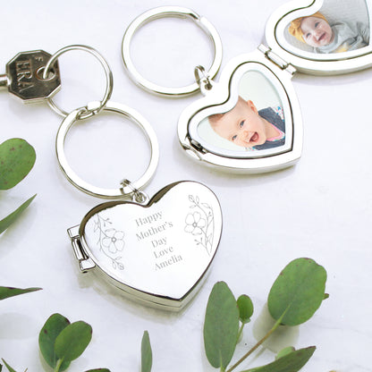 Personalised Floral Heart Photo Frame Keyring from Heartfelt Gifts