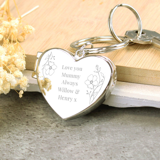 Personalised Floral Heart Photo Frame Keyring - image 4