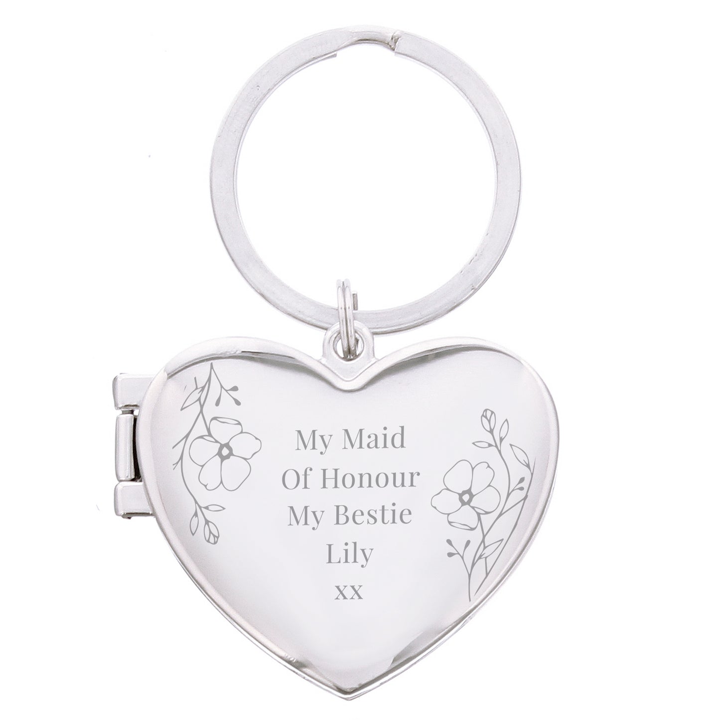 Personalised Floral Heart Photo Frame Keyring - image 5