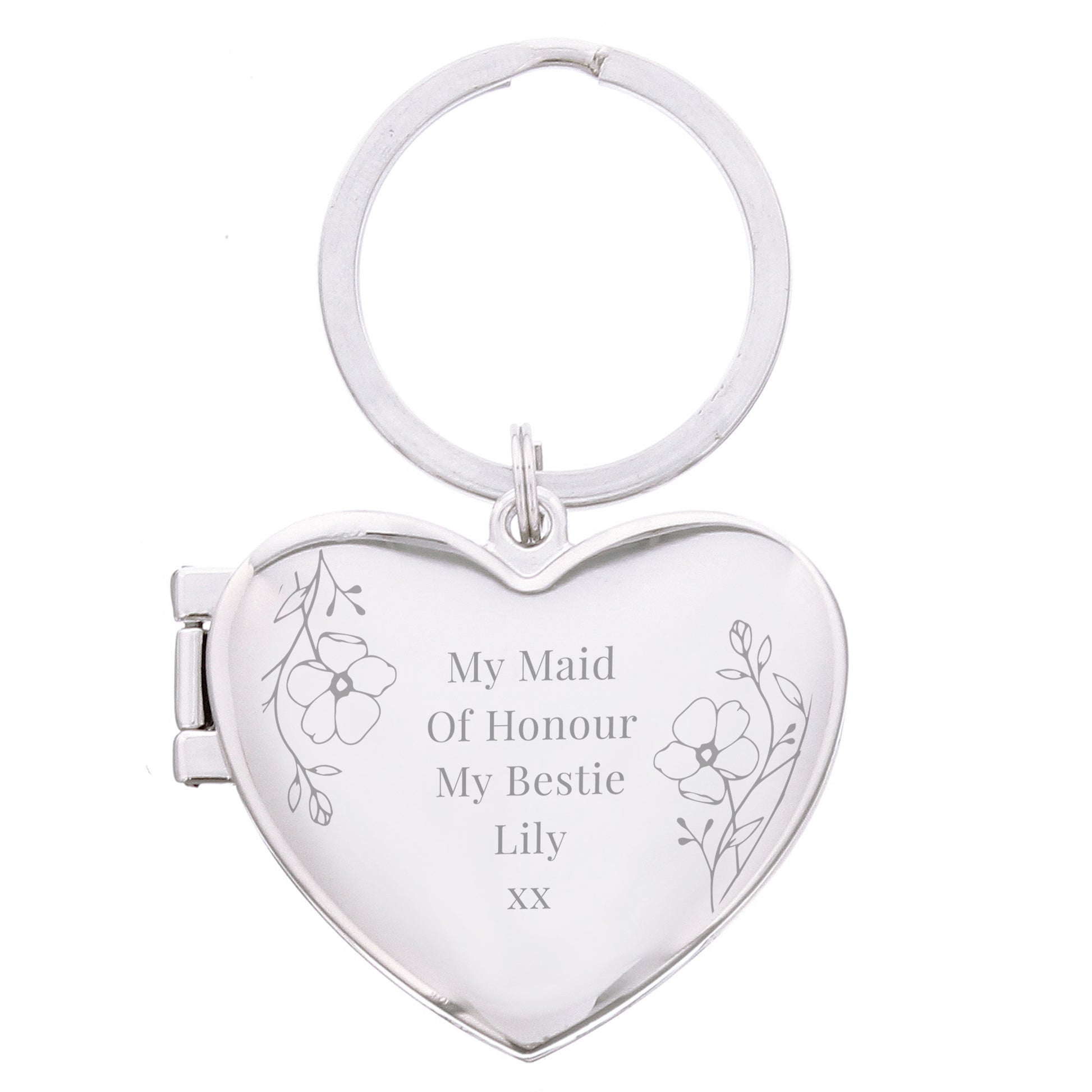 Personalised Floral Heart Photo Frame Keyring - image 5