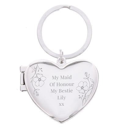 Personalised Floral Heart Photo Frame Keyring - image 5