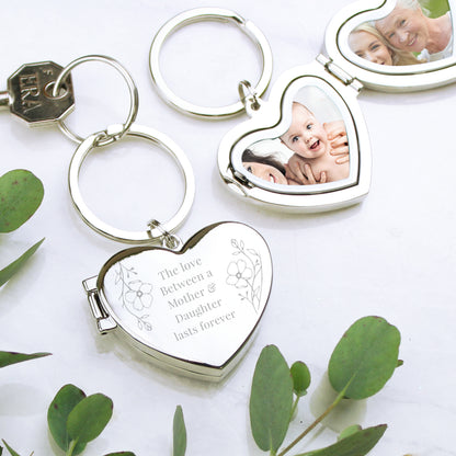 Personalised Floral Heart Photo Frame Keyring - image 8