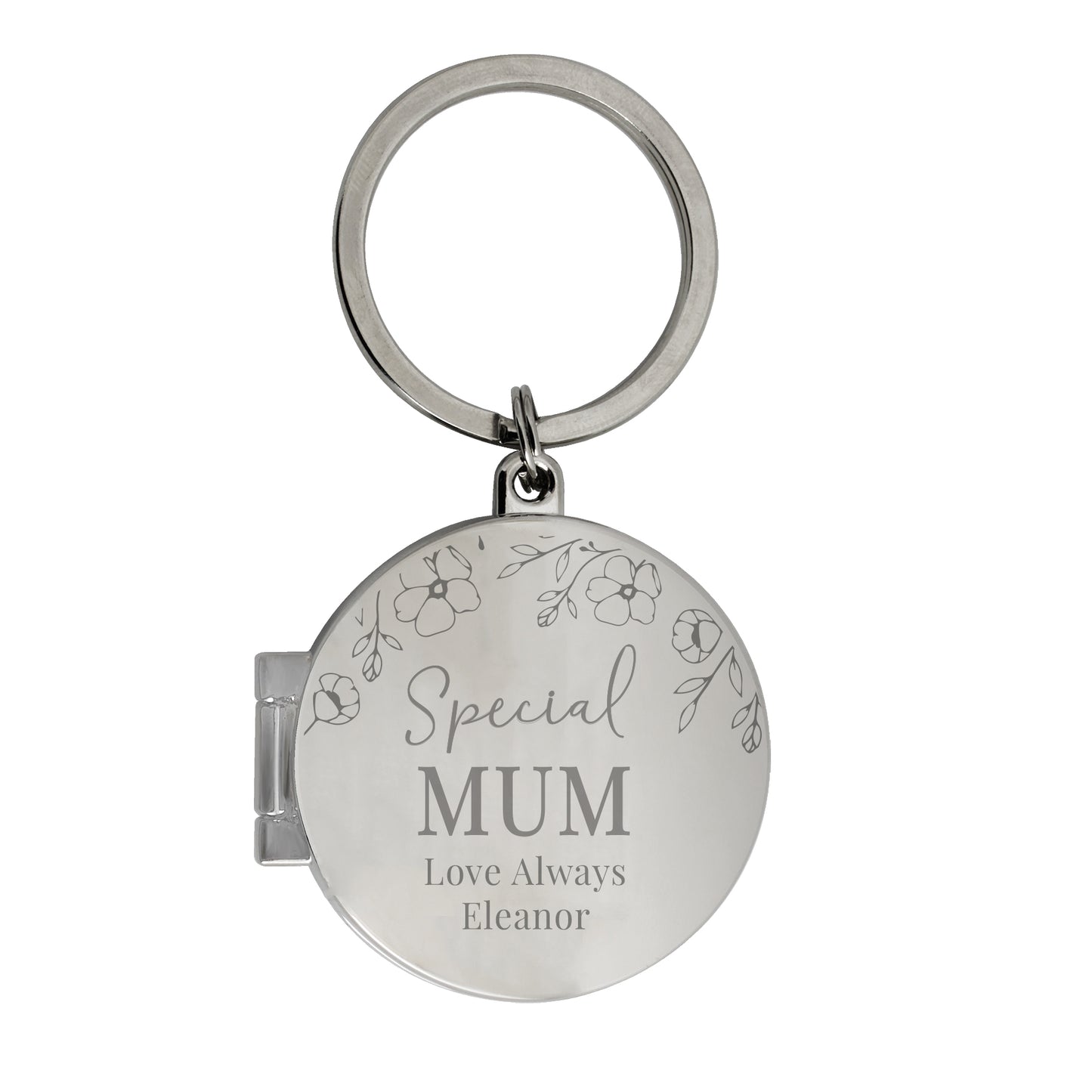 Personalised Floral Round Photo Frame Keyring - image 5