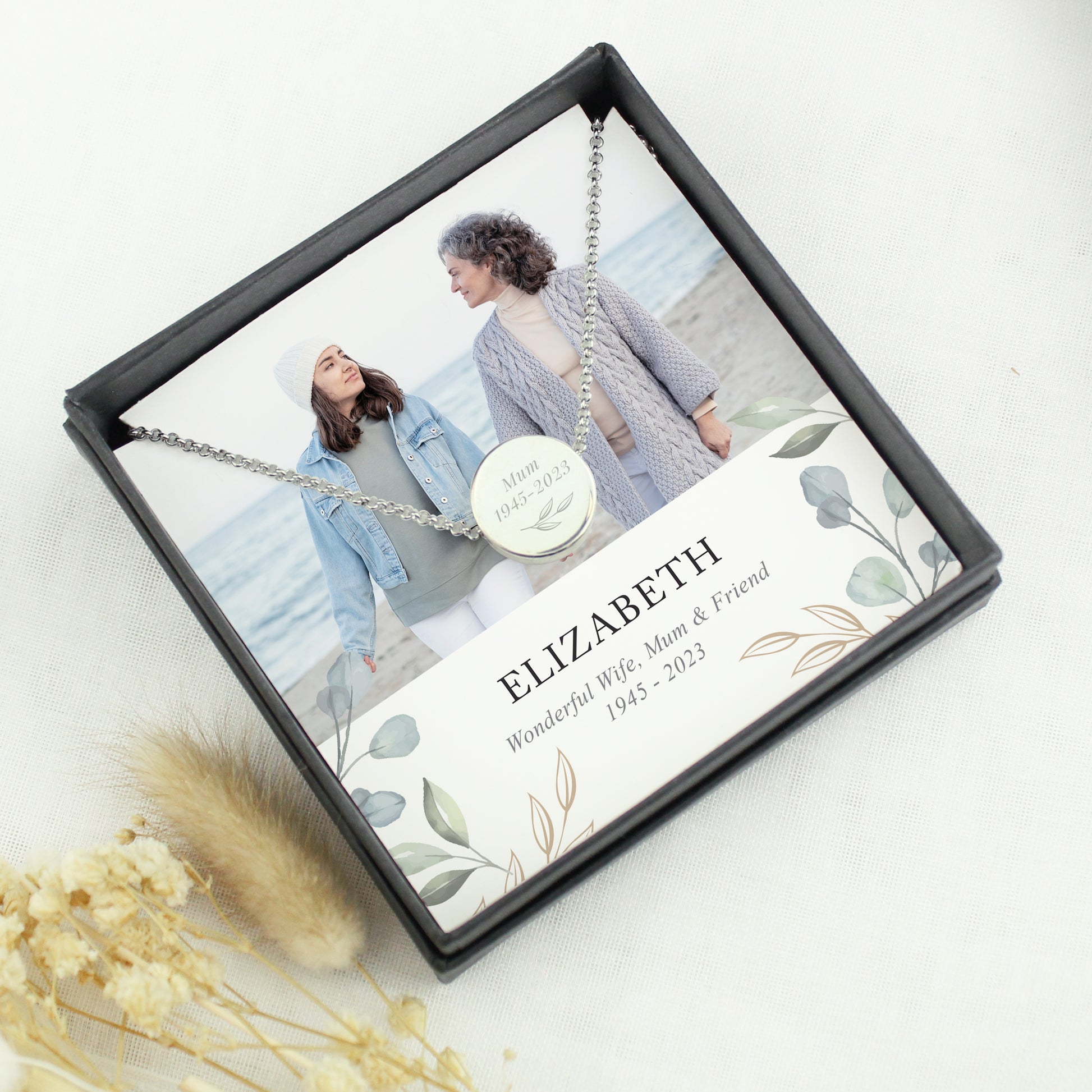 Personalised Botanical Photo Upload Necklace and Box from Heartfelt Gifts