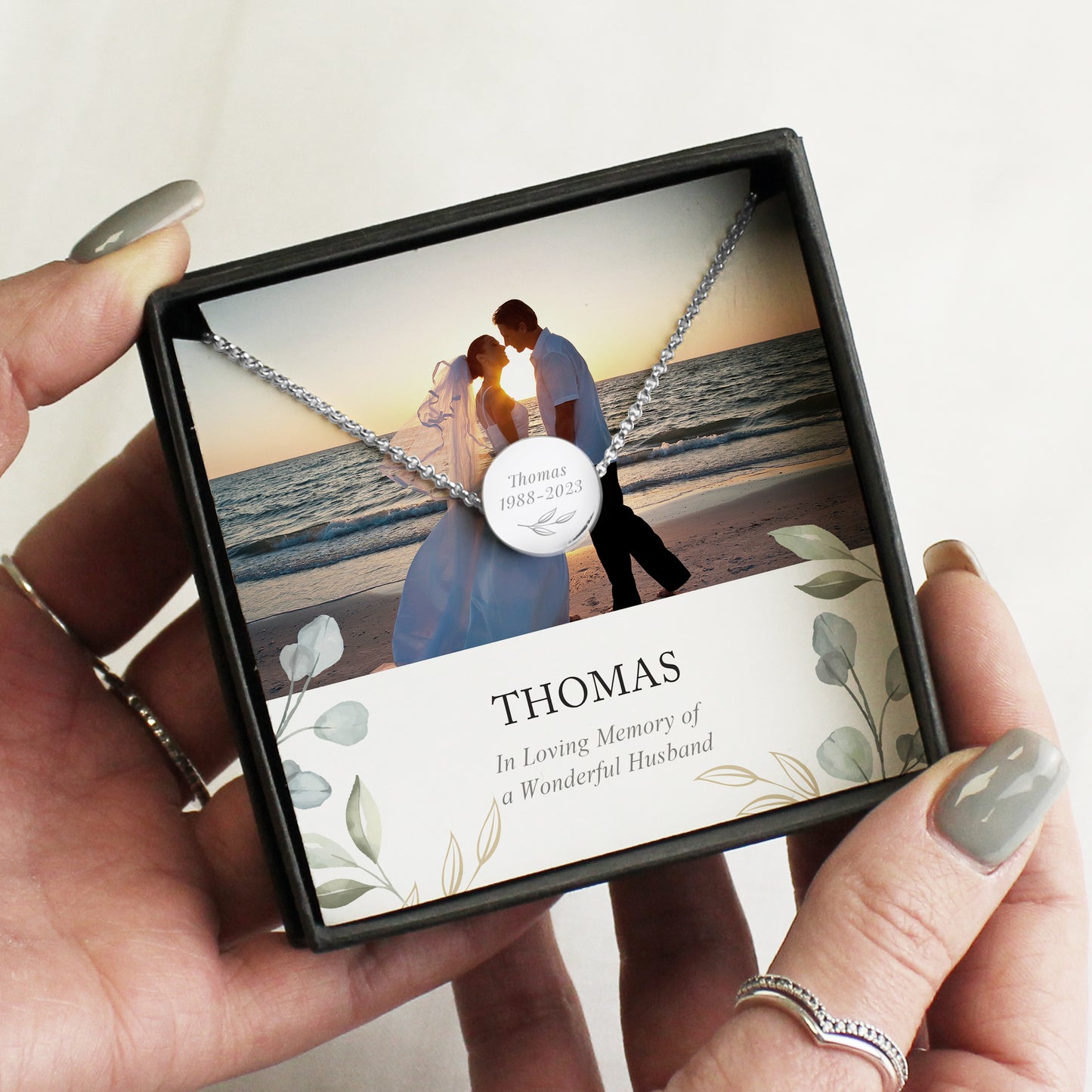 Personalised Botanical Photo Upload Necklace and Box - image 3