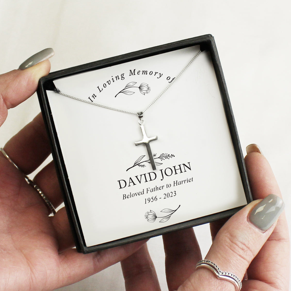 Personalised In Loving Memory Cross Sentiment Necklace and Box from Heartfelt Gifts