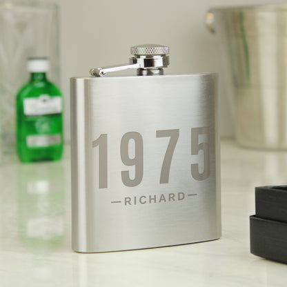 Personalised Date & Name Hip Flask from Heartfelt Gifts