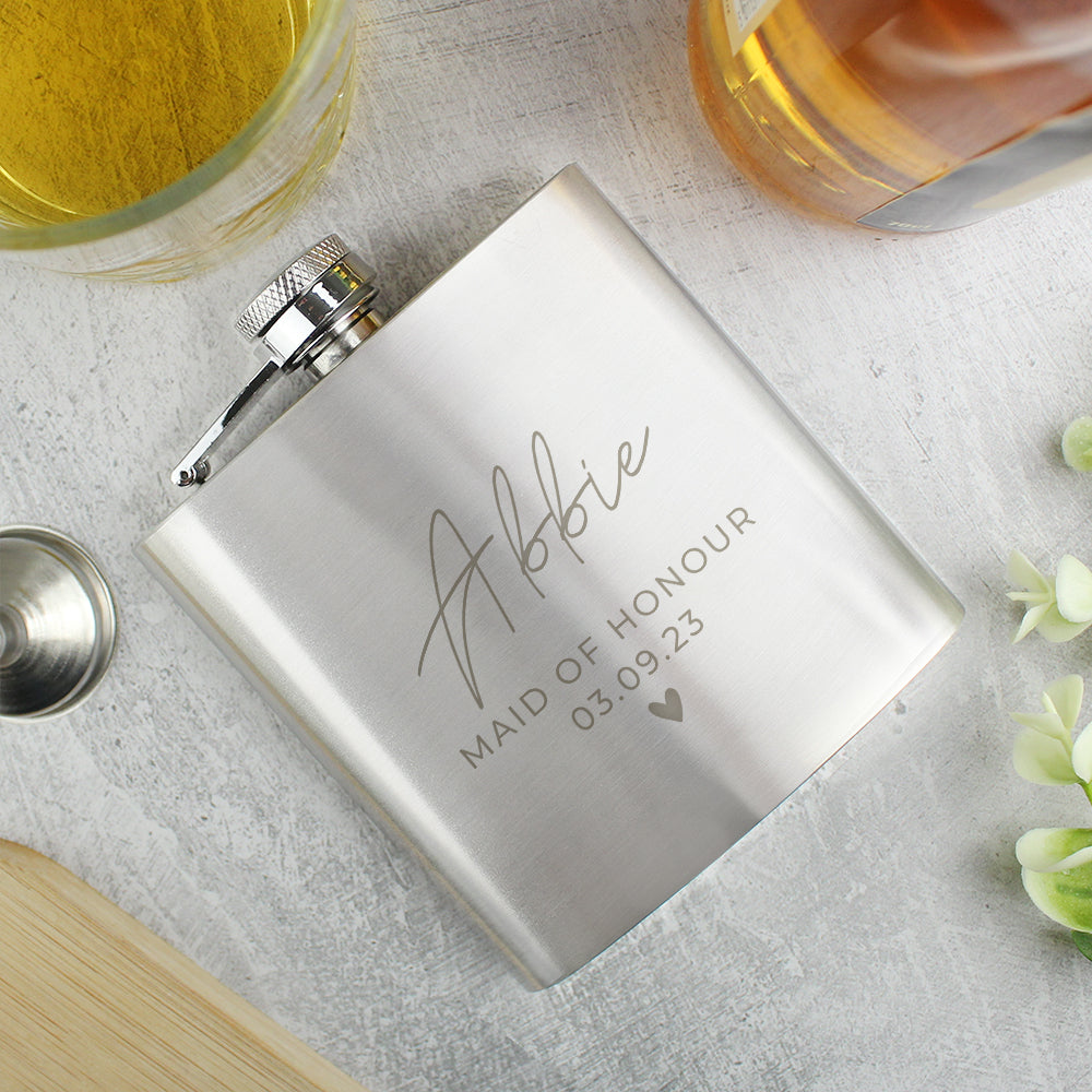 Personalised Free Text Wedding Party Hip Flask - image 3