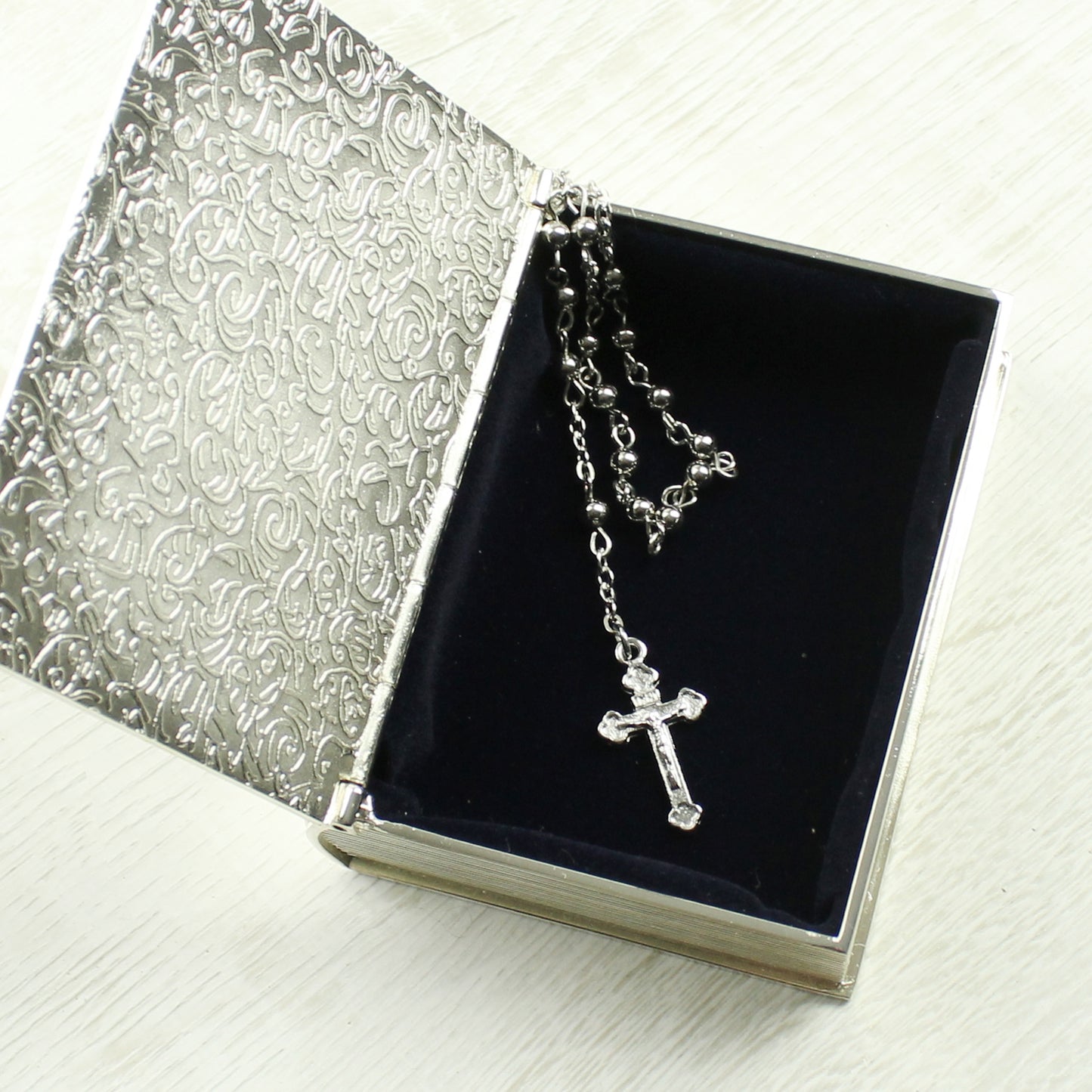Personalised First Holy Communion Bible Trinket Box with Rosary Beads - image 3