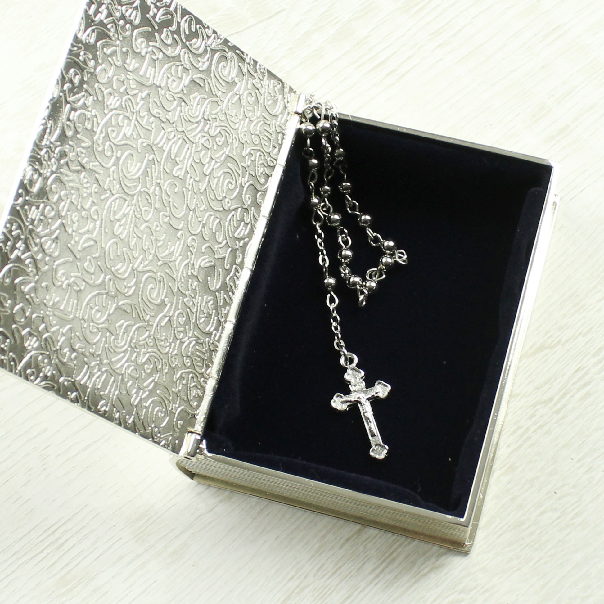Personalised First Holy Communion Bible Trinket Box with Rosary Beads - image 3