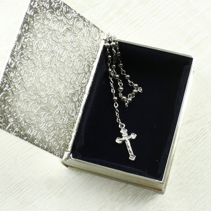 Personalised First Holy Communion Bible Trinket Box with Rosary Beads - image 3