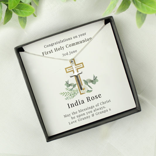 Personalised Floral Religious Sentiment Cross Necklace and Box from Heartfelt Gifts
