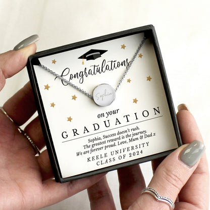Personalised Graduation Sentiment Silver Tone Necklace and Box from Heartfelt Gifts
