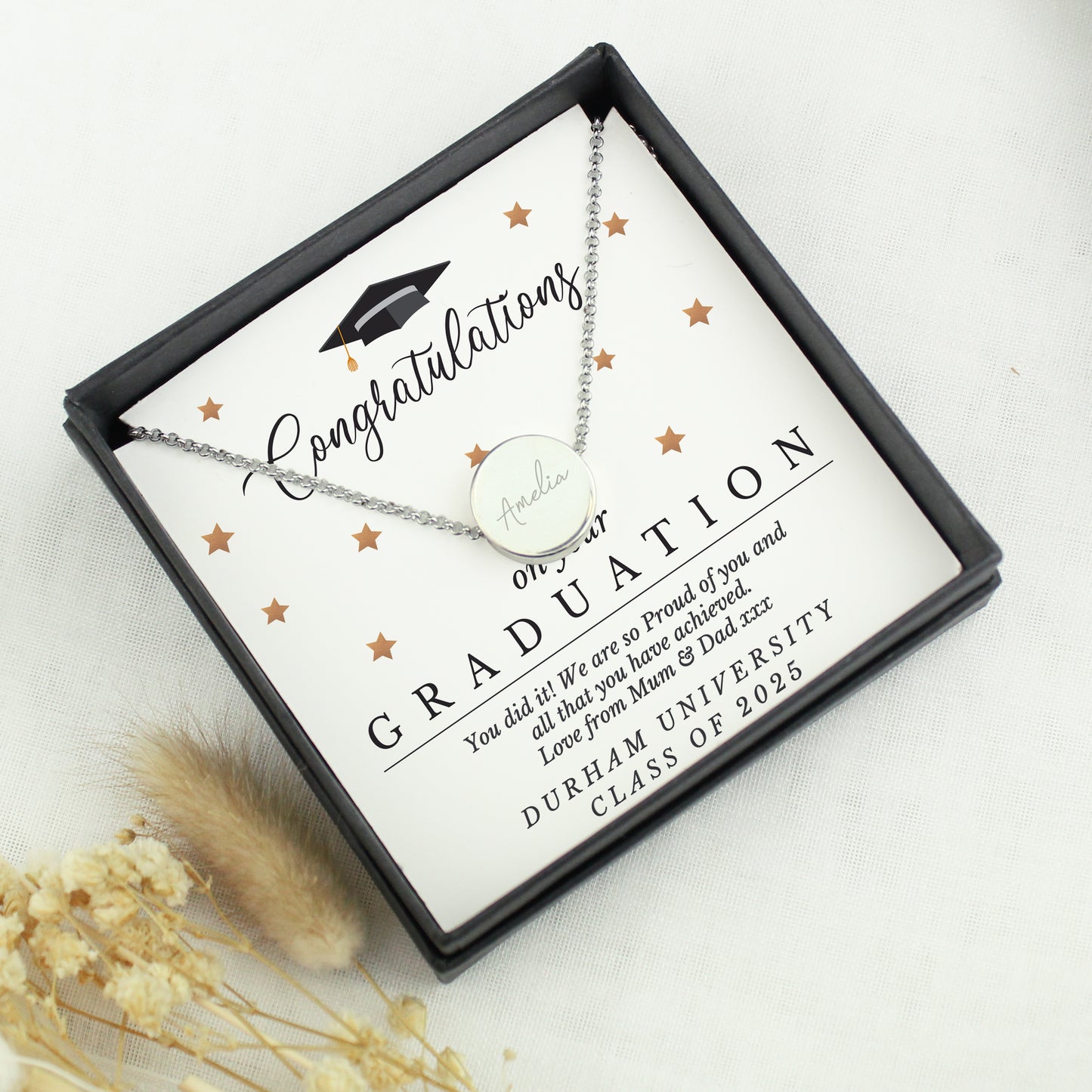 Personalised Graduation Sentiment Silver Tone Necklace and Box - image 3