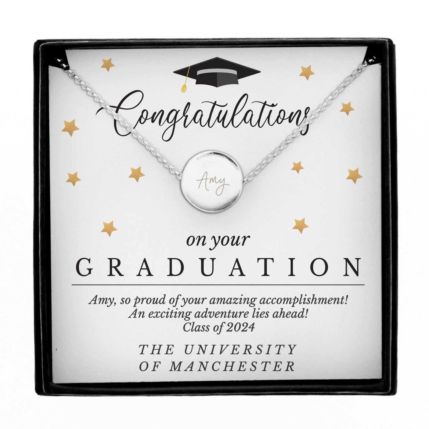 Personalised Graduation Sentiment Silver Tone Necklace and Box - image 5