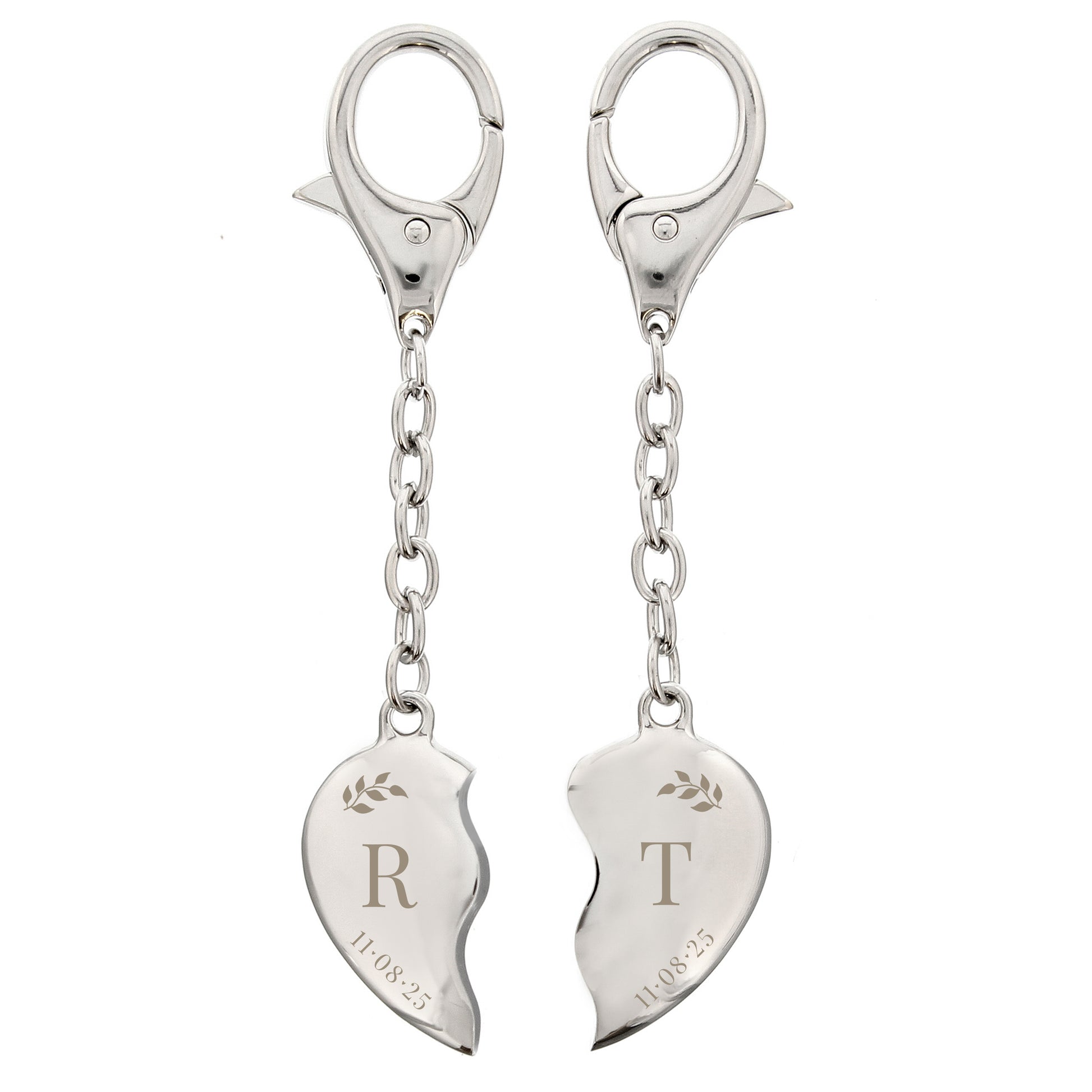 Personalised Foliage Two Hearts Keyring - image 4