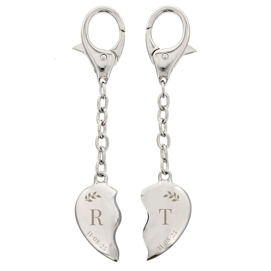 Personalised Foliage Two Hearts Keyring - image 4
