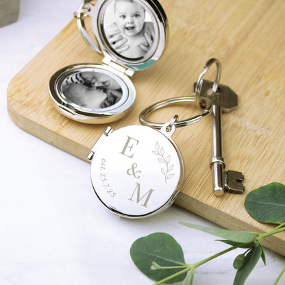 Personalised Foliage Couples Photo Keyring from Heartfelt Gifts