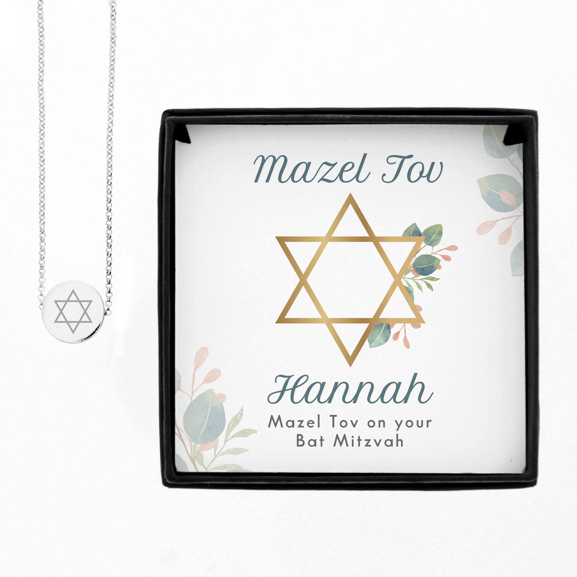 Personalised Bat Mitzvah Sentiment Silver Tone Necklace and Box - image 5