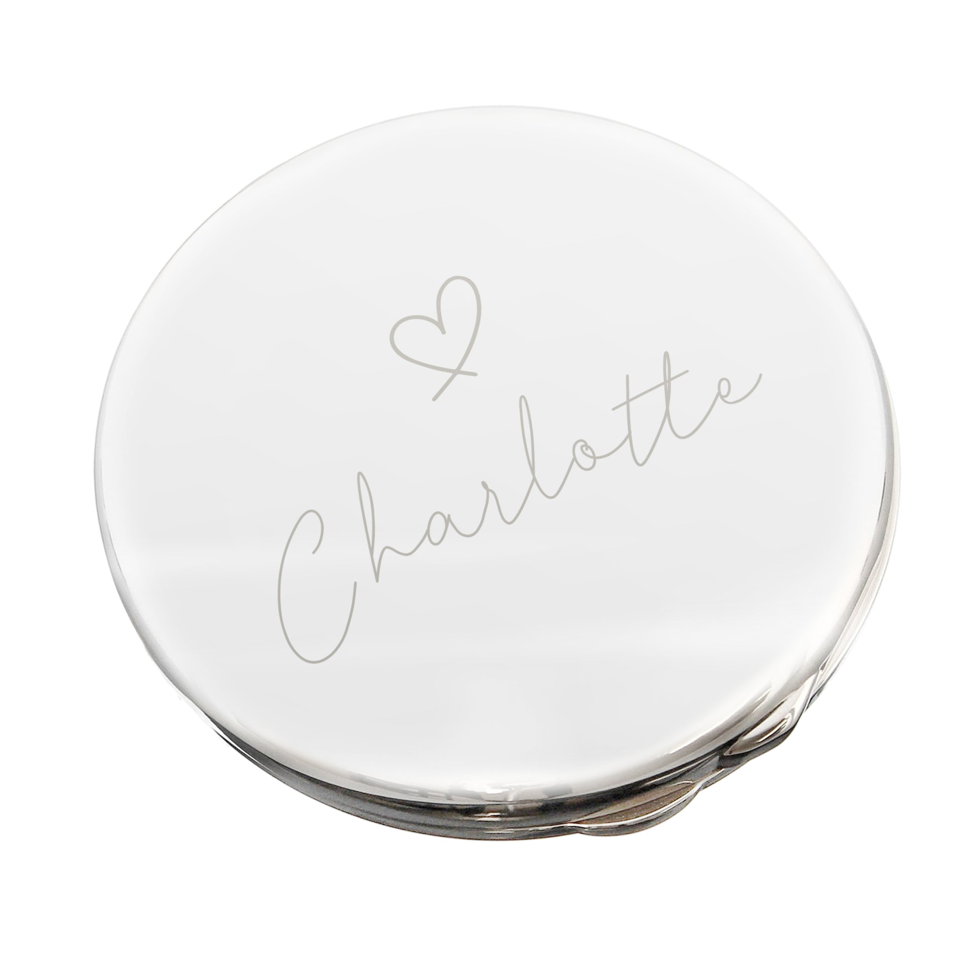 Personalised Silver Heart Motif Round Compact mirror - image 5