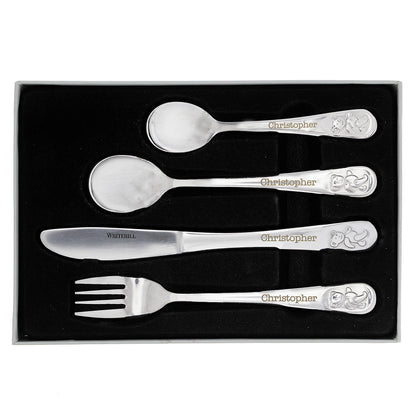 Personalised Teddy 4 Piece Embossed Cutlery Set - image 2
