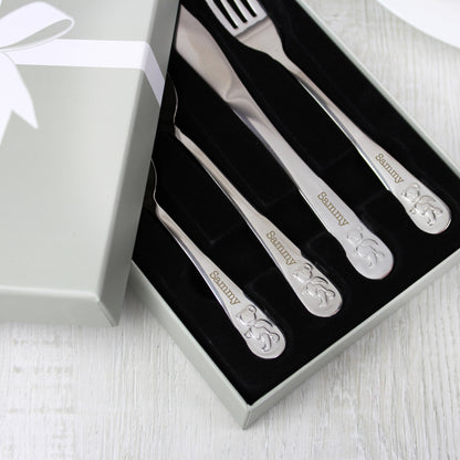 Personalised Teddy 4 Piece Embossed Cutlery Set - image 3